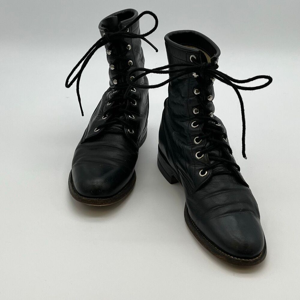 Black Lace-Up Women's Ankle Boots - Classic Leather Style